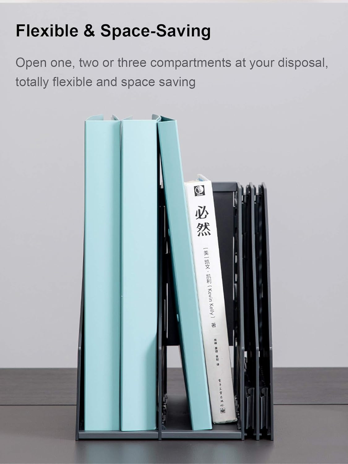 Collapsible Magazine File Holder/Desk Organizer for Office Organization and Storage with 4 Vertical Compartments
