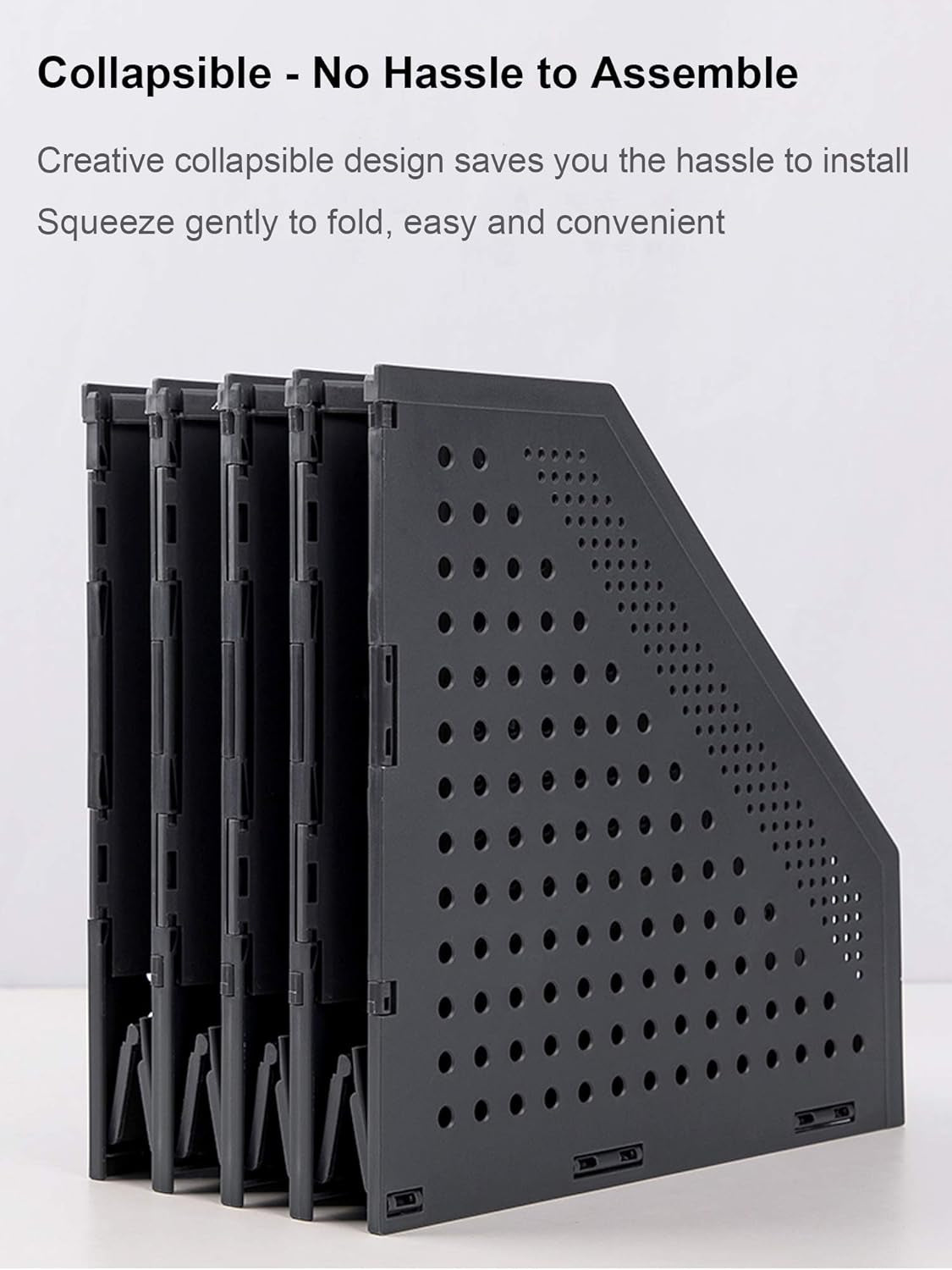 Collapsible Magazine File Holder/Desk Organizer for Office Organization and Storage with 4 Vertical Compartments